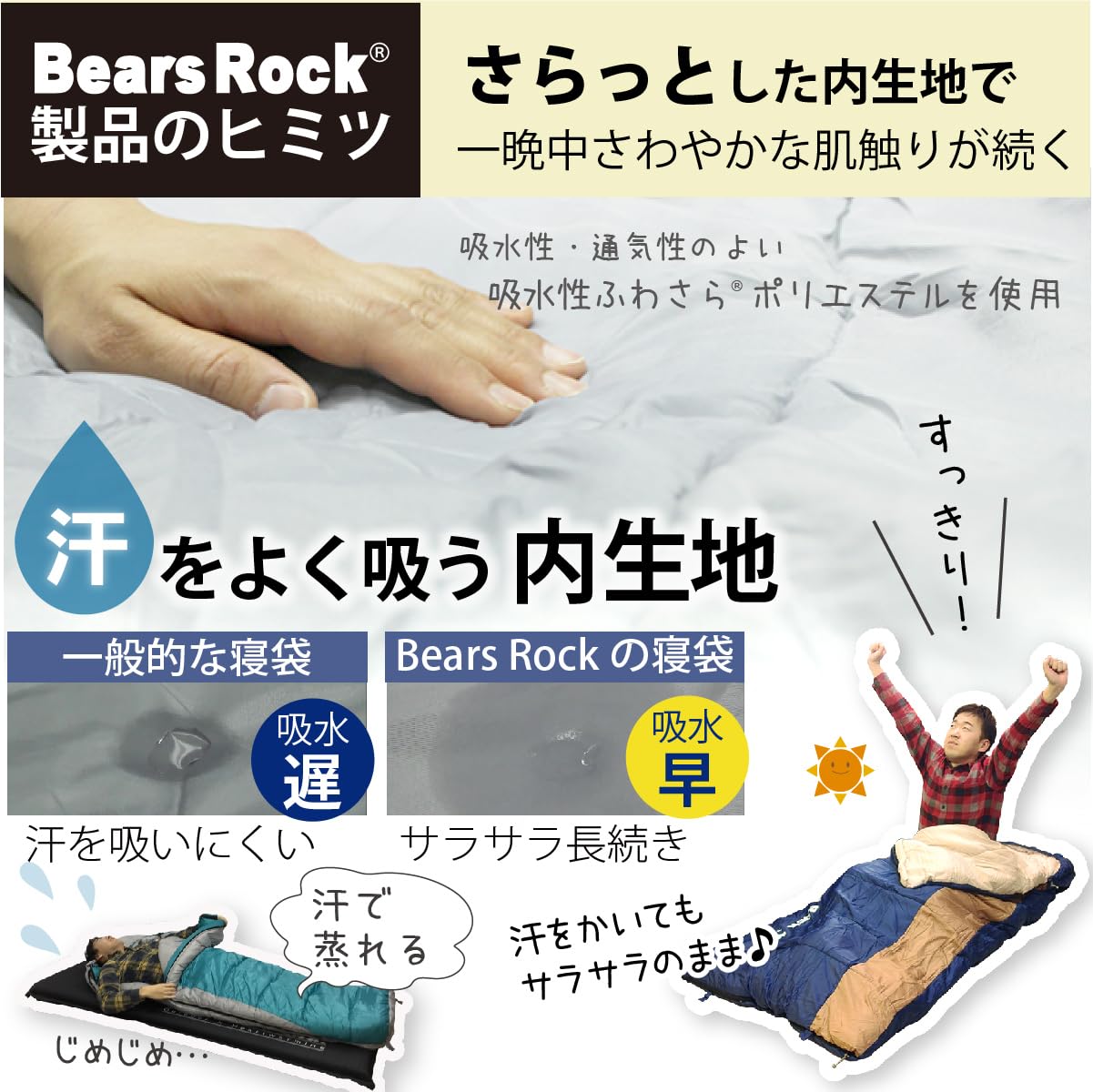 ベアーズロック 寝袋 FX-402 マミー型 2個 FX-402 ふわ暖 防災寝袋 マミー型-15℃ Bears Rock ブラウン色